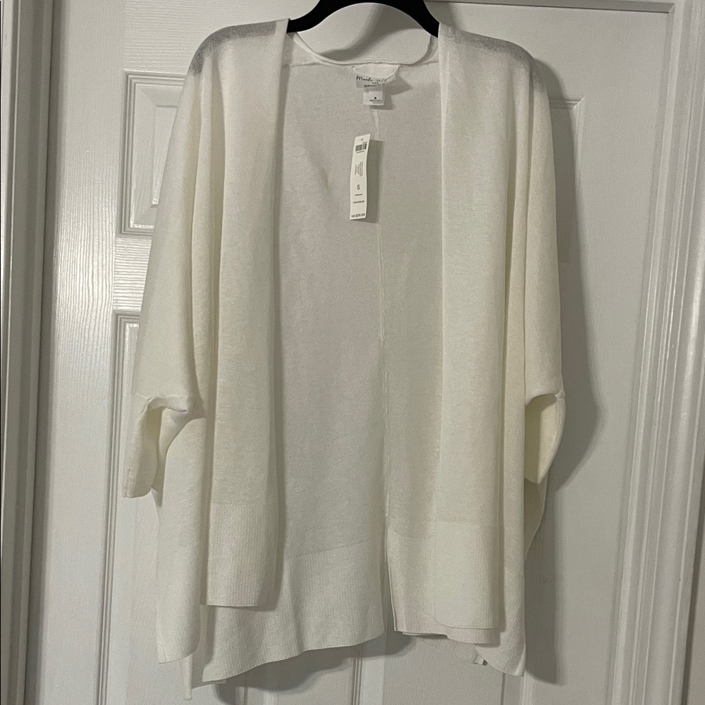 Marla Wynne For Chico's Cream Women's Open-Front Sweater